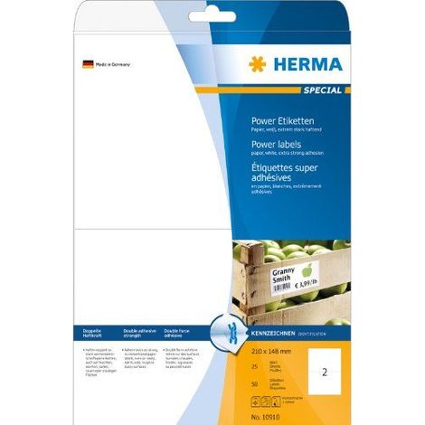 Herma 10910 Etichetta super resistente 210 x 148 mm Carta Bianco 50 pz. A tenuta permanente Stampante a getto d'inchios (1/5)