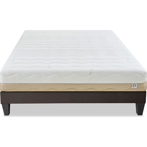 Ensemble Leman 160x200 cm Matelas Mousse + Sommier Bois (1/5)