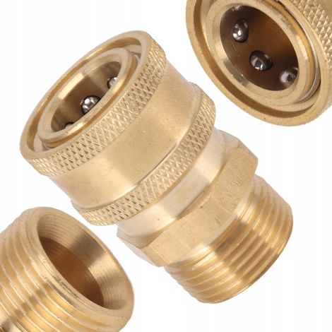 Adattatore Ottone per Idropulitrice M22x1,5mm a Sgancio Rapido 1/4" – Compatibile con Macallister, Maltec, DeWalt, Lavor, Ford, Subaru