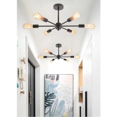 Yowei Lot de 2 Suspension Luminaire Industriel Salon Noir E27 Lustre Plafonnier Vintage Deisgne Edison pour Salon Chambre (1/4)
