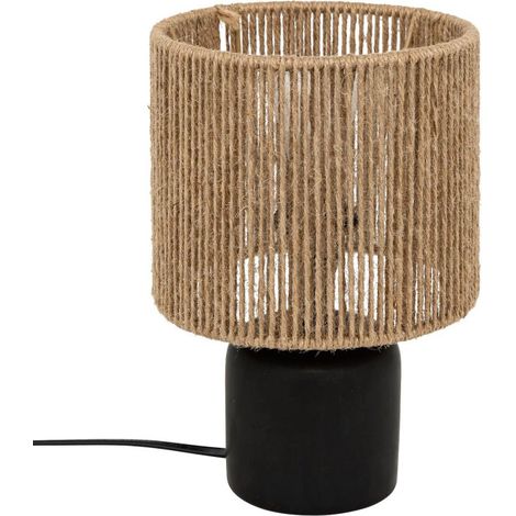 Lampe à Poser en Céramique "Koby" 24cm Noir & Naturel (1/4)