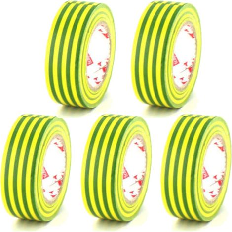 Lot de 5 rubans adhésifs électriques SCAPA - PVC - Jaune et vert - 15mm - 2702JV-15 (1/2)
