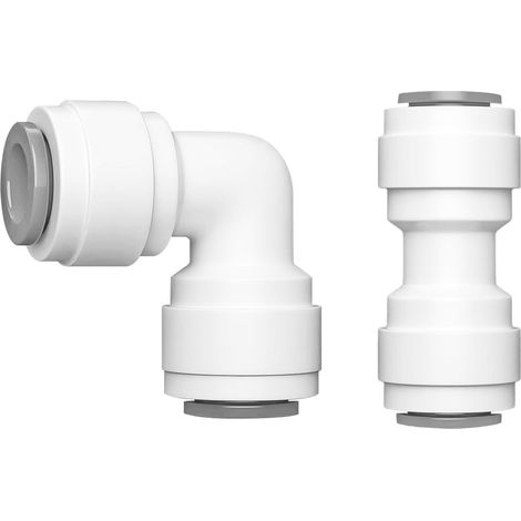 2 Pièces connecteurs de tube 3/8", connecteur droit à emboîtement 3/8", connecteur coude 3/8", pour systèmes d’osmose inverse RO, fontaines à eau potable (1/4)