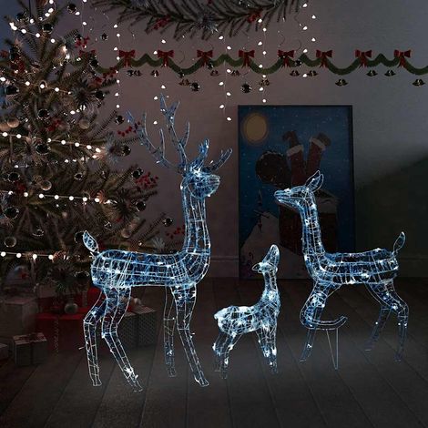 vidaXL Familia de renos de Navidad acrílico 300 LEDs blanco frío (1/5)