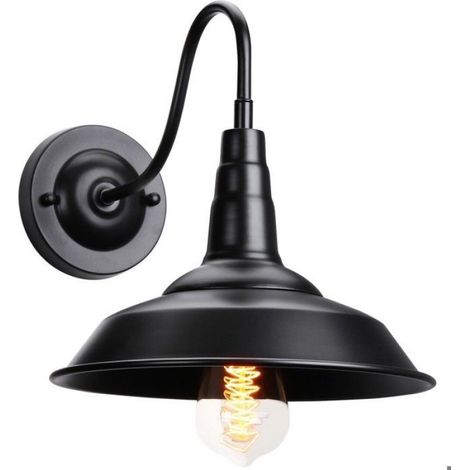 1 x Applique Murale Vintage Métal Tout Noir, Edison Lampe Rétro LED, Vintage Applique Murale Pour Couloir Cuisine (1/5)