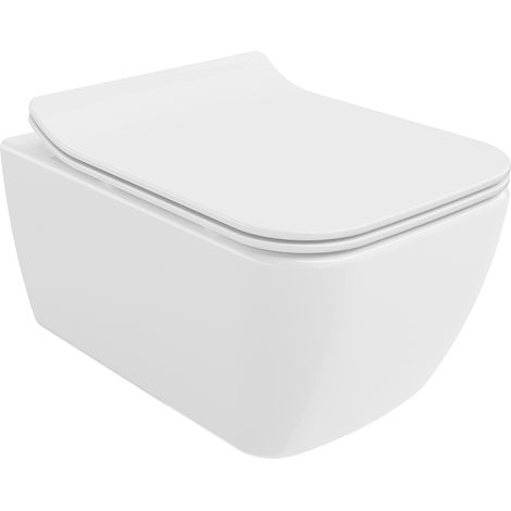 Mexen Stella WC-Schüssel Randlos mit slim Sitz und Absenk-Automatik, duroplast, Weiß - 30680800