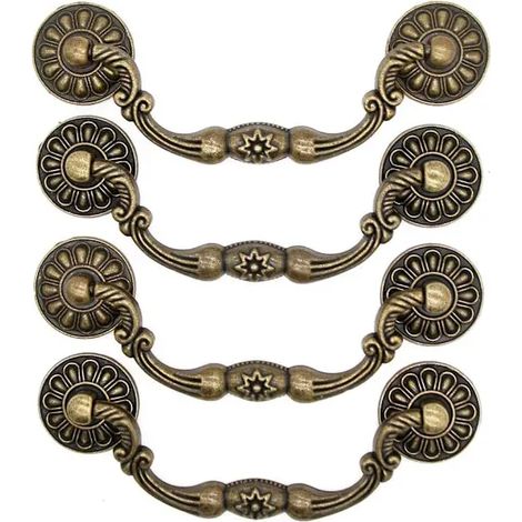 Poignée de tiroir vintage rétro en laiton antique, compatible avec commode, armoire, entraxe 4,2 pouces, SEB (1/3)