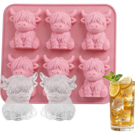 à glaçons Moule silicone 6 cavités en forme de vache Highland (1/5)