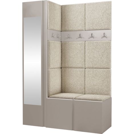 Conjunto para recibidor Hartford 277, Cachemira, 186x124x46cm, Espejo, Aglomerado laminado, Tapiz, Colocada, Montada en la pared