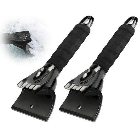 Grattoir à Glace pour Voiture, 2Pcs Grattoirs à Neige Voiture Plastique Glace Gratte avec Poignée Antidérapant raclette pour Fenêtre, Verre, Porte de Douche, Pare-Brise de Voiture, Noir (1/4)