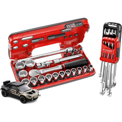 FACOM - Pack OGV Grip DBOX - un jeu de clés mixtes 441 en étui 8 pièces + un coffret DBOX 1/2" 21 pièces - Miniature 1/43e offerte - S.GRP-EA25 (1/2)