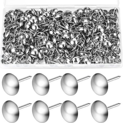320 clavos recubiertos, clavos suaves, clavos para muebles de estilo vintage, adecuados para muebles, sillones, camas, etc., clavos decorativos, 11 x 17 mm (plateados). (1/5)