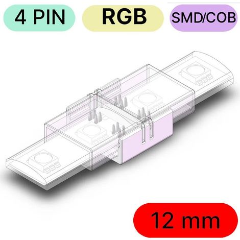 Connettore Rapido Impermeabile per Strisce Led COB e SMD a 4 pin RGB  12mm