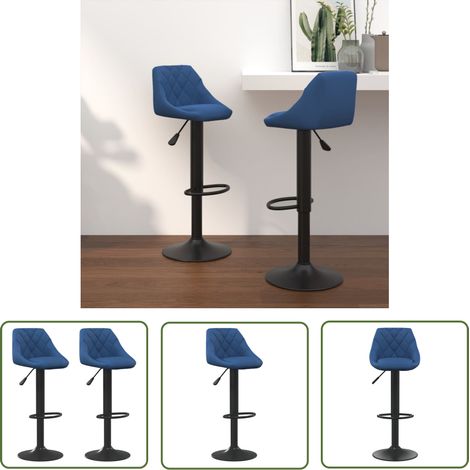 The Living Store Barhocker 2 Stk. Blau Samt - Samtsitzpolster - Barhocker Blau - Drehbare Barstühle - Höhenverstellbarer Stuhl - Esstischsessel (1/5)