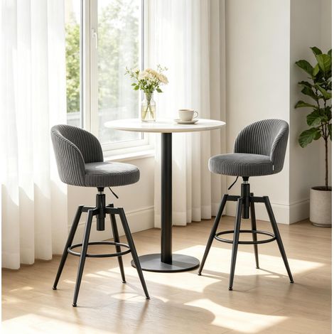 Taburetes de bar grises 42 x 80-87,5 cm de cuerda y metal, lote de 2 - CHICFURN (1/5)