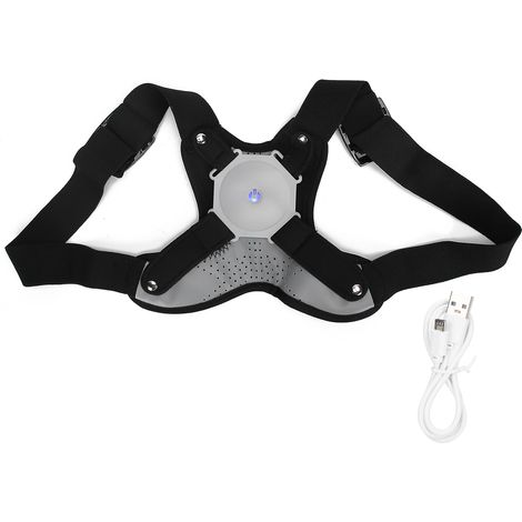 Correcteur de posture avec capteur et rappel par vibration, ceinture dorsale noire pour redresser le dos, taille unique, usage quotidien. (1/5)