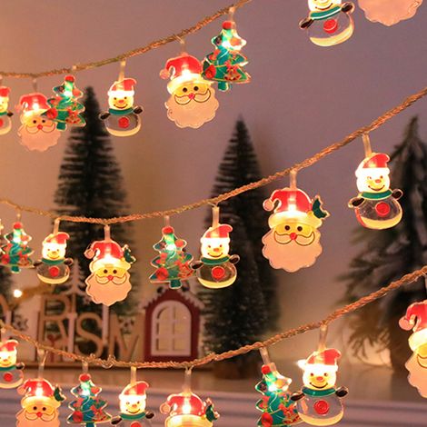 Luci natalizie a catena, pupazzo di neve, albero di Babbo Natale, luci festive per finestre, LED bianco caldo, decorazioni natalizie. (1/5)