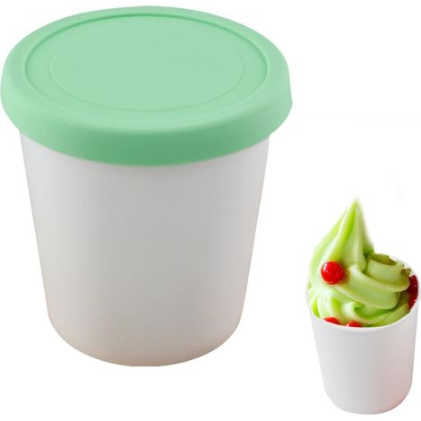 Contenants de crème glacée - Récipient de stockage de crème glacée maison résistant aux fuites - Bac de rangement réutilisable pour congélateur pour maison, yaourt glacé, capacité de 1 (1/5)