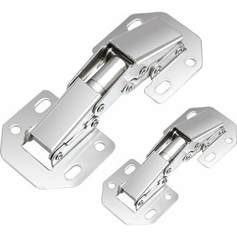 royaluxe- Lot de 8 charnières à visser, angle d'ouverture 90°, charnières de meuble, charnières de porte de placard, butée d'angle et butée intérieure avec vis pour porte de placard de meuble, placard (1/5)