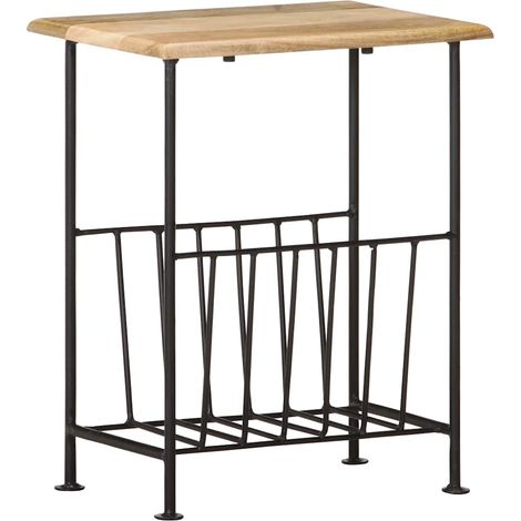 286465 vidaXL Magazine Rack 40x30x50 cm Solid Mango Wood and Steel (1/5)