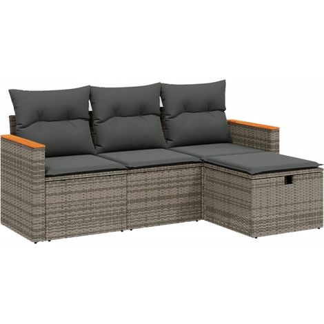 Maison Exclusive - 4-tlg. Garten-Sofagarnitur mit Kissen Grau Pol