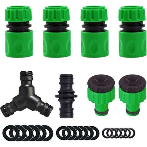 Ensemble de 8 raccords rapides pour tuyaux d'arrosage (raccords rapides de 4 1/2", 1 raccord droit, 1 raccord en T, 2 raccords de mamelon 4 voies à 6 voies) (1/5)