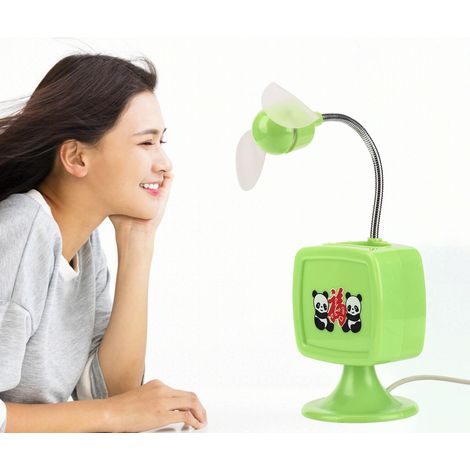 Ventilateur de Bureau USB Flexible 2 en 1 - ABS Vert 5V Portable pour Maison Bureau - Compact Lumineux (1/5)