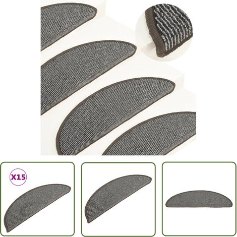 INLIFE Tapis de marches d'escalier 15 pcs Gris 56x17x3 cm (1/5)