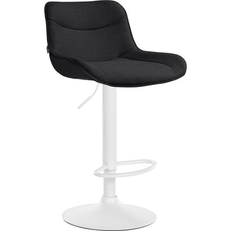 Sgabello da bar x1 girevole forma ergonomica cuciture decorative in tessuto nero struttura in metallo bianco 100005912