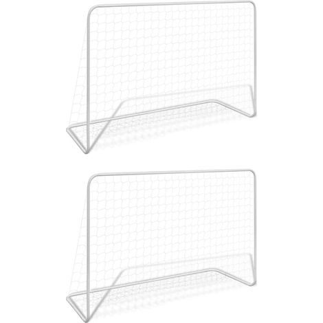 Fußballtore 2 Stk. mit Netzen 182×61×122 cm Stahl Weiß