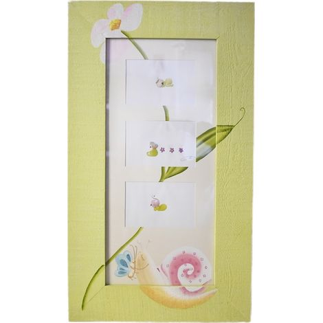 Portafoto quadro da muro parete cornice verde per 3 collage 10x15 cameretta bimbi bambini bellissimo e particolare (1/5)