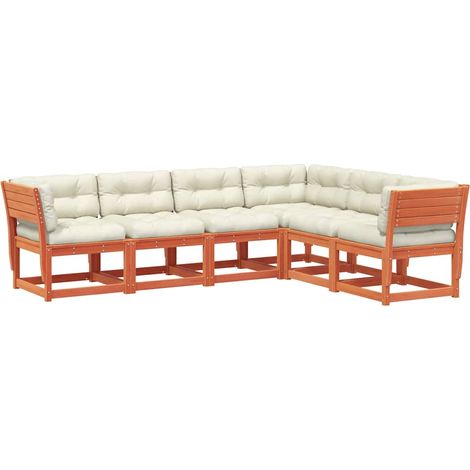 Maison Exclusive - Set de sofás jardín 6 pzas con cojines madera (1/5)
