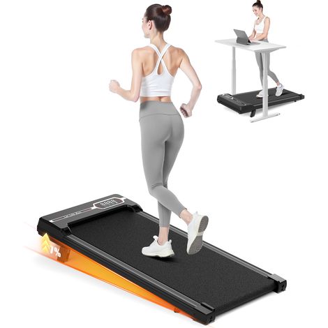 Tapis de course électrique 2.5 CV - Tapis de Marche avec 7% d'inclinaison - Vitesse 1-8km/h - écran LCD multifonctions - Moteur 2.5HP - Surface 39x94 cm - Charge max 130 kg - Avec télécommande - Noir (1/5)