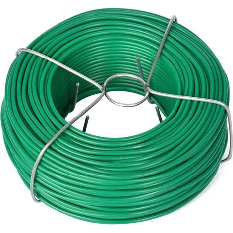 Fil de jardin, diamètre : 2 mm, 50 m, en Plastique, vert, gainé, pour fleurs, plantes, bricolage, enroulé