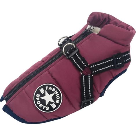 1 Manteau Chien Imperméable Harnais Intégré Veste Chaude Bandes Réfléchissantes Petit Moyen Grand (1/5)