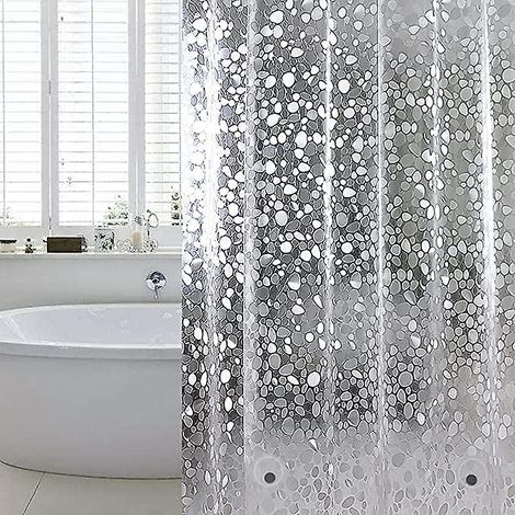 douche 180 X 180 Cm , Rideau De Douche Eva Anti-moisissure Impermable Galets Avec 12 Crochets Antirouilles, Rideau De Salle De Bain Semi-transpar (1/5)