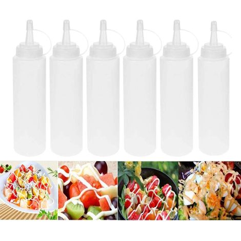 Lot de 6 flacons souples de 240 ml (8 oz) avec bouchon, distributeurs d'herbes, 188 × 48 mm