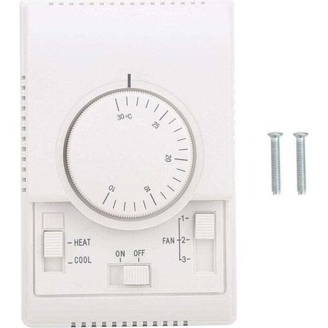 Contrleur Thermostat Mural AC 220V 10-30℃ 2 Modes Chauffage Refroidissement 3 Vitesses Ventilateur Mécanique (1/4)