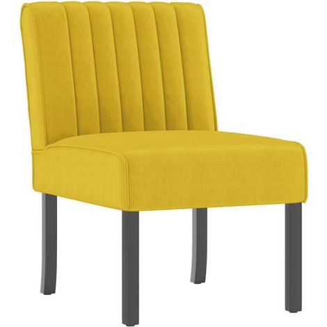 Fauteuil sans accoudoirs en velours jaune (1/5)