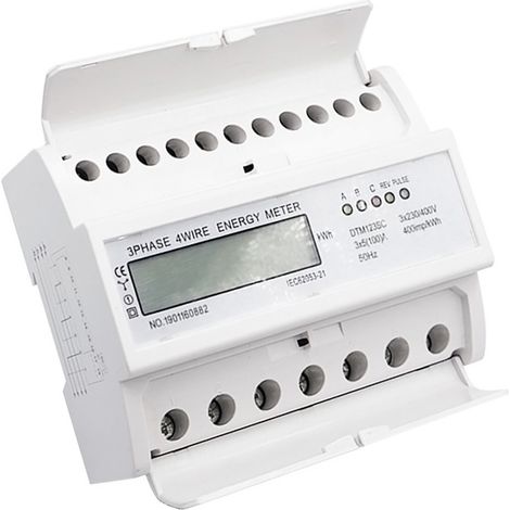 Compteur d'énergie triphasé numérique avec écran LCD, boîtier en ABS blanc, 50 Hz, moniteur de consommation électrique 230-400 V (1/5)