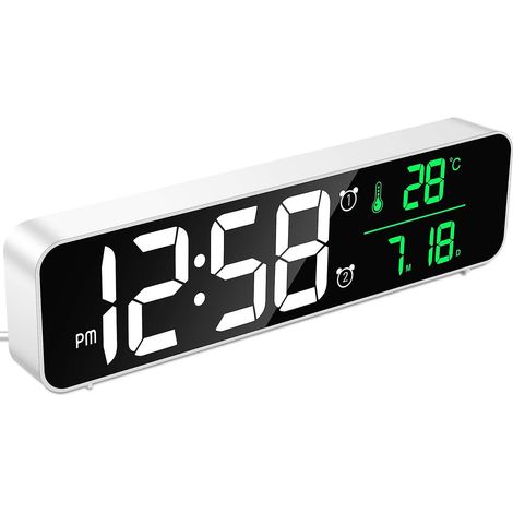 Réveil numérique, réveil du matin, horloge murale LED avec affichage de la date et de la température. (1/4)