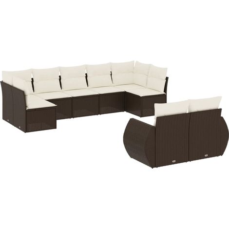 Maison Exclusive - Set Divani da Giardino 9pz con Cuscini Marrone in Polyrattan
