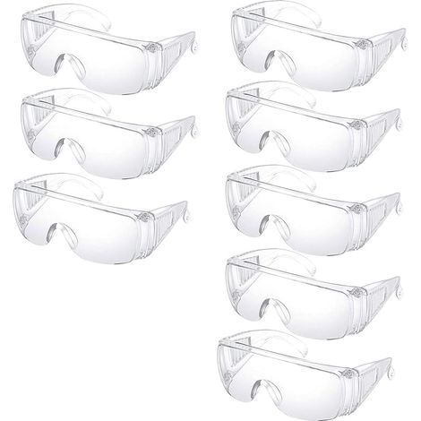 8 pièces Lunettes de Sécurité, Lunettes de sécurité résistantes, Lunettes de sécurité transparentes, Lunettes de sécurité pour le travail, Lunettes de protection, pour usage en laboratoire, unisexe. (1/5)