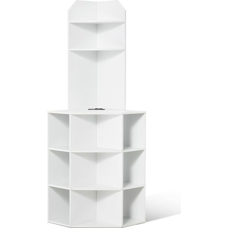 VEVOR Mobiletto Angolare Portaoggetti Altezza 162,6cm, Mobiletto in Legno Indipendente Angolo Triangolare 6 Ripiani con Prese USB Ripiani Regolabili, Mobiletto Angolare da Soggiorno Camera da Letto