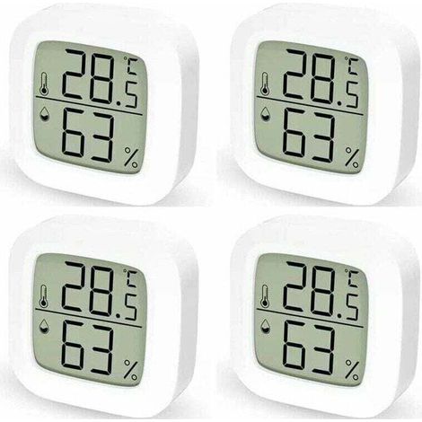 Digitales Thermometer und Hygrometer für den Innenbereich – 4er-Pack, übersichtliches LCD-Display, präzise Temperatur- und Feuchtigkeitsmessung