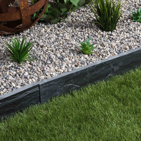 Bordure de jardin en ardoise naturelle 100x10x3 cm – Couleur gris – Pierre naturelle pour aménagement paysager – Vendu à l'unité (1/5)