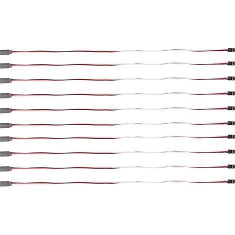 10 câbles d'extension servo à 3 conducteurs pour voitures miniatures, câble de connexion pour servomoteur avec âme intérieure en laiton de 500 mm, mâle vers femelle. (1/5)