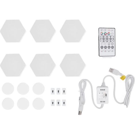 6 sets of hexagonal wall lights, WIFI app, voice remote control, music synchronization, RGB LED panel (1/5)