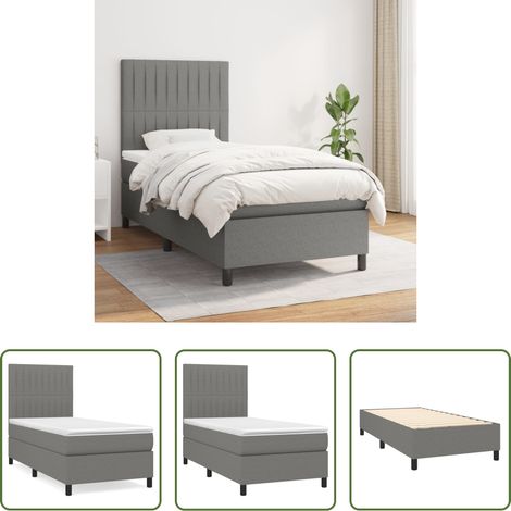 Matratze - Boxspringbett mit Matratze Dunkelgrau 90x190 cm Stoff (1/5)