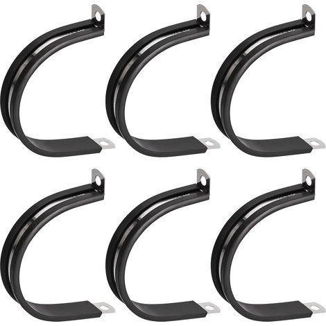 6pcs 50mm Collier de Serrage 304 Inox Acier Caoutchouc Amorti Isolé Attache Grillage Rigide Sangle Clip Fixation Tube Tuyau (1/4)